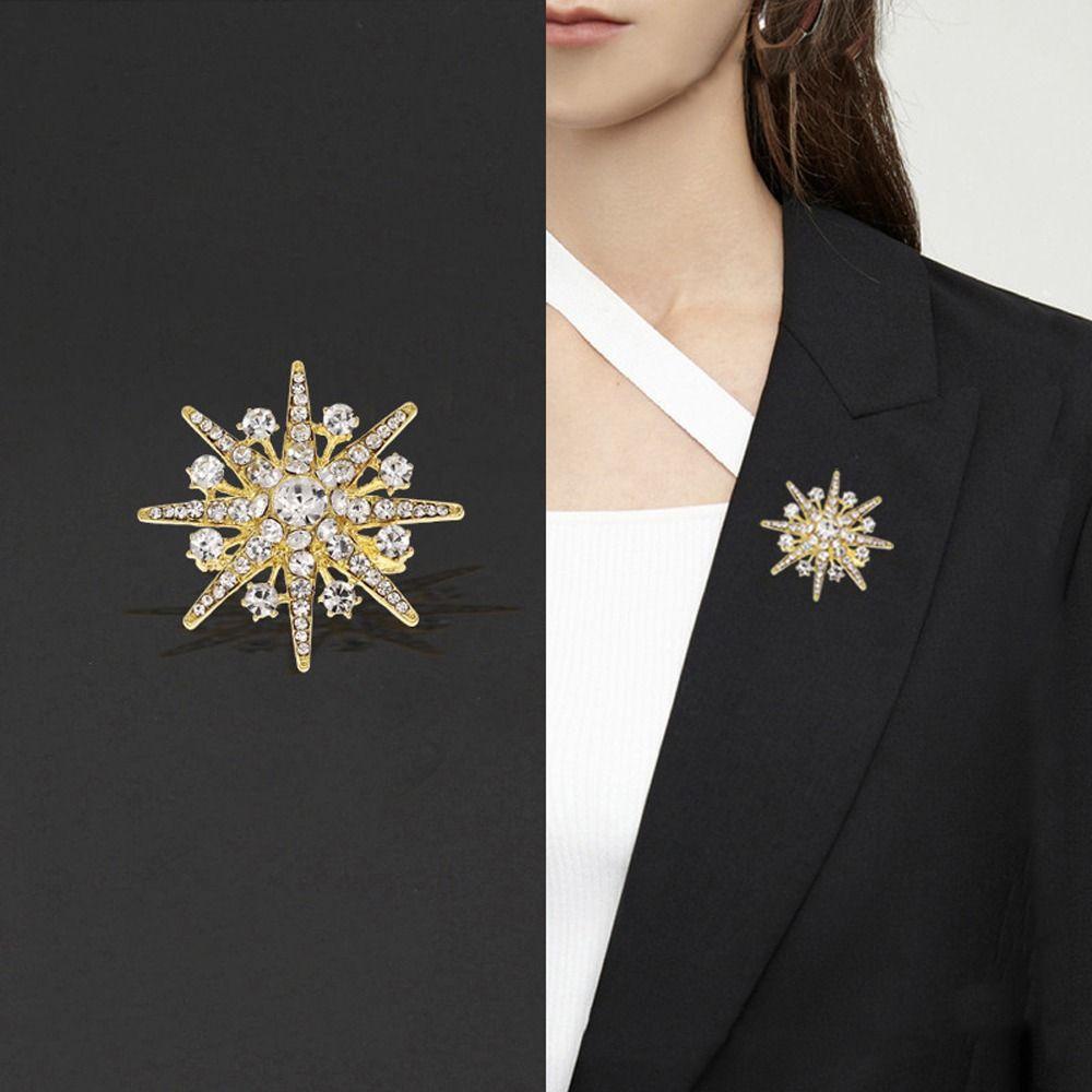 Trâm Cài Áo Hình Hoa Chống Chói Thời Trang Thanh Lịch Cho Nữ|Ghim Cài Áo Hình Bông Tuyết Đính Đá Nhân Tạo Thời Trang Dành Cho Nam