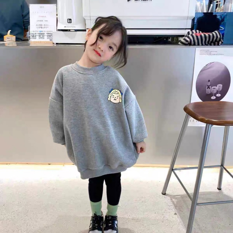Áo Hoodie Tay Dài Họa Tiết Hoạt Hình Phong Cách Hàn Quốc Thời Trang Thu Đông Cho Bé Gái