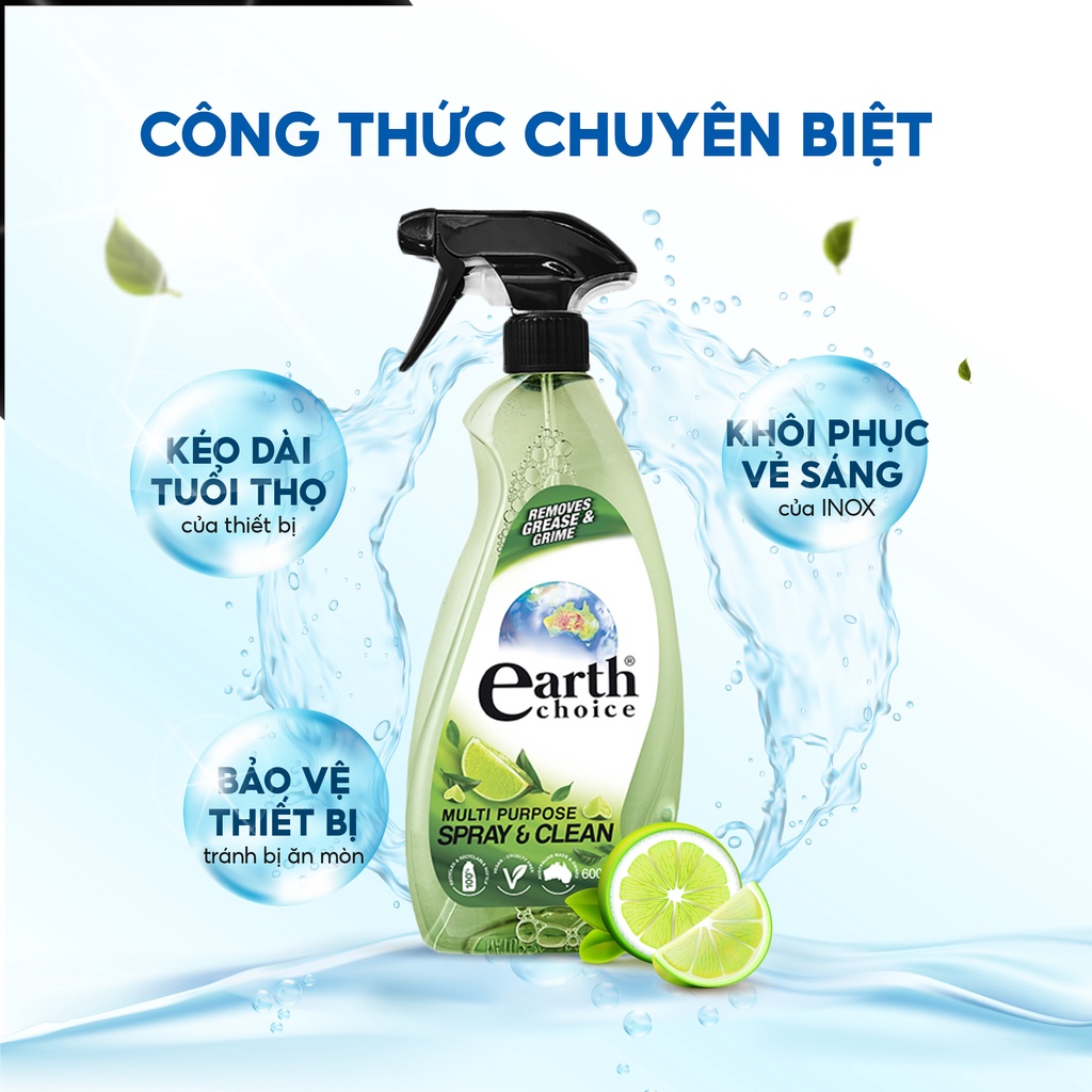 Nước Lau Đa Năng EARTH CHOICE  Dành Cho Nhiều Bề Mặt Trong Ngôi Nhà Kính, Gỗ Và Các Bề Mặt Khác Dung Tích 600ML