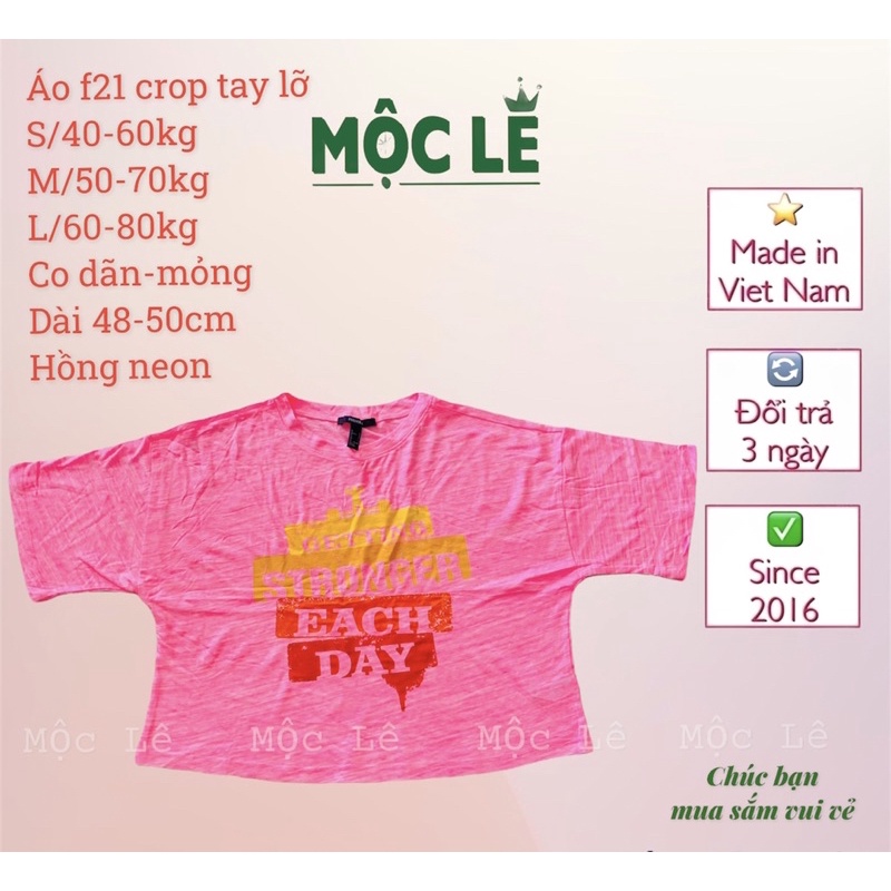 (40-80kg) Áo thun croptop f21 nữ mỏng mát form rộng freesize tay lỡ vnxk mộc lê
