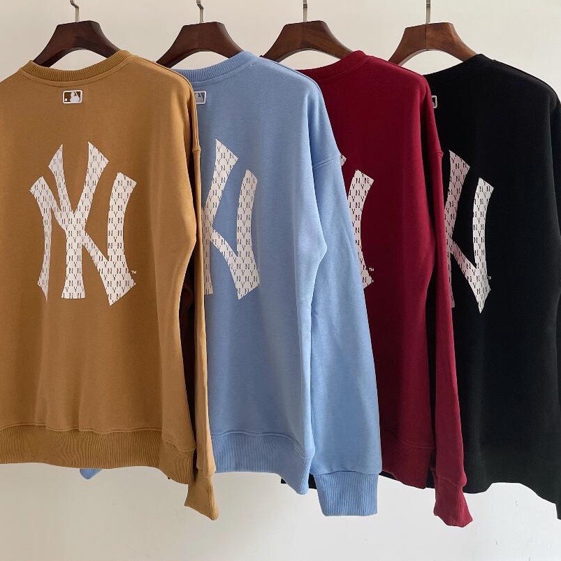Áo Sweater MLB Monogram Yankees Cổ Tròn In Lưng Logo NY VNXK - ÁO THUN NAM NỮ HÀNG XUẤT DƯ FULLTAG