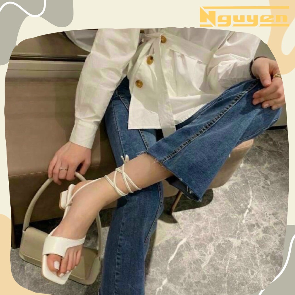 Sandal chiến binh quấn dây mũi vuông 5p-N56