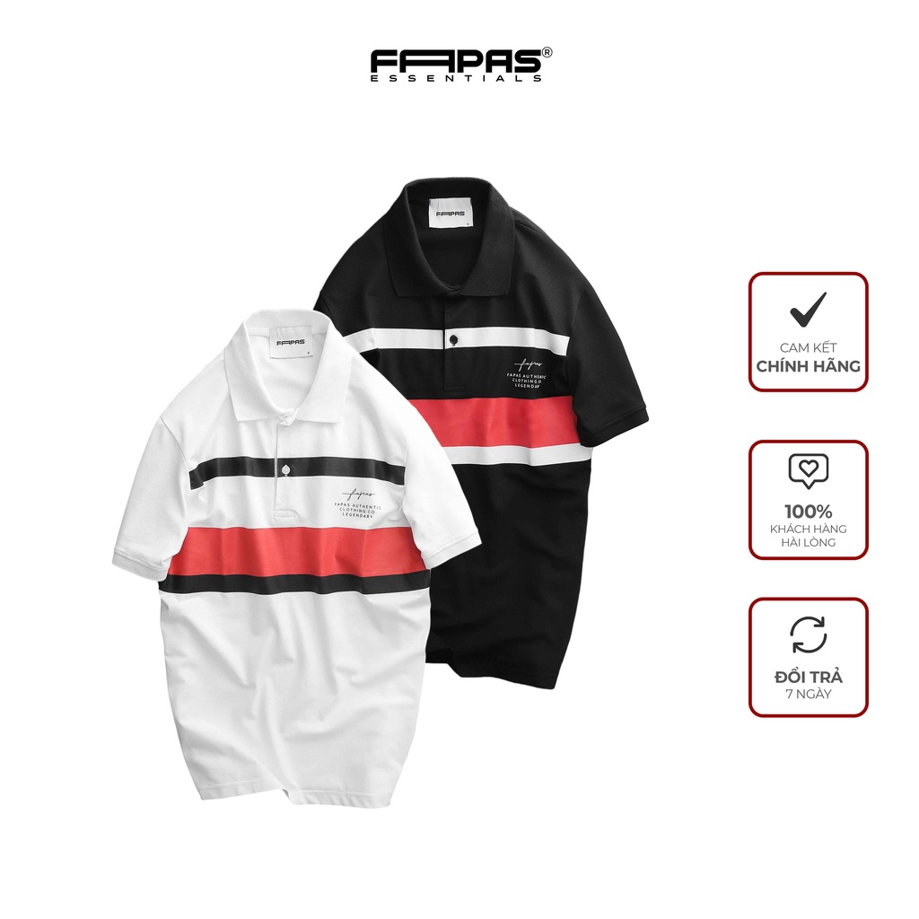 Áo Polo Nam Authentic Họa Tiết In Logo Tinh Tế Phối Kẻ Sọc Sang Trọng Chất Liệu CVC Chống Nhăn Form Chuẩn Dáng - FAPAS