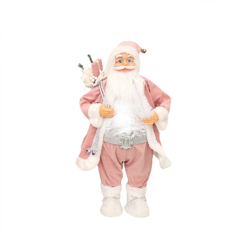 Búp Bê Nhồi Bông Hình Ông Già Noel Mặc Áo Choàng Hồng Đáng Yêu