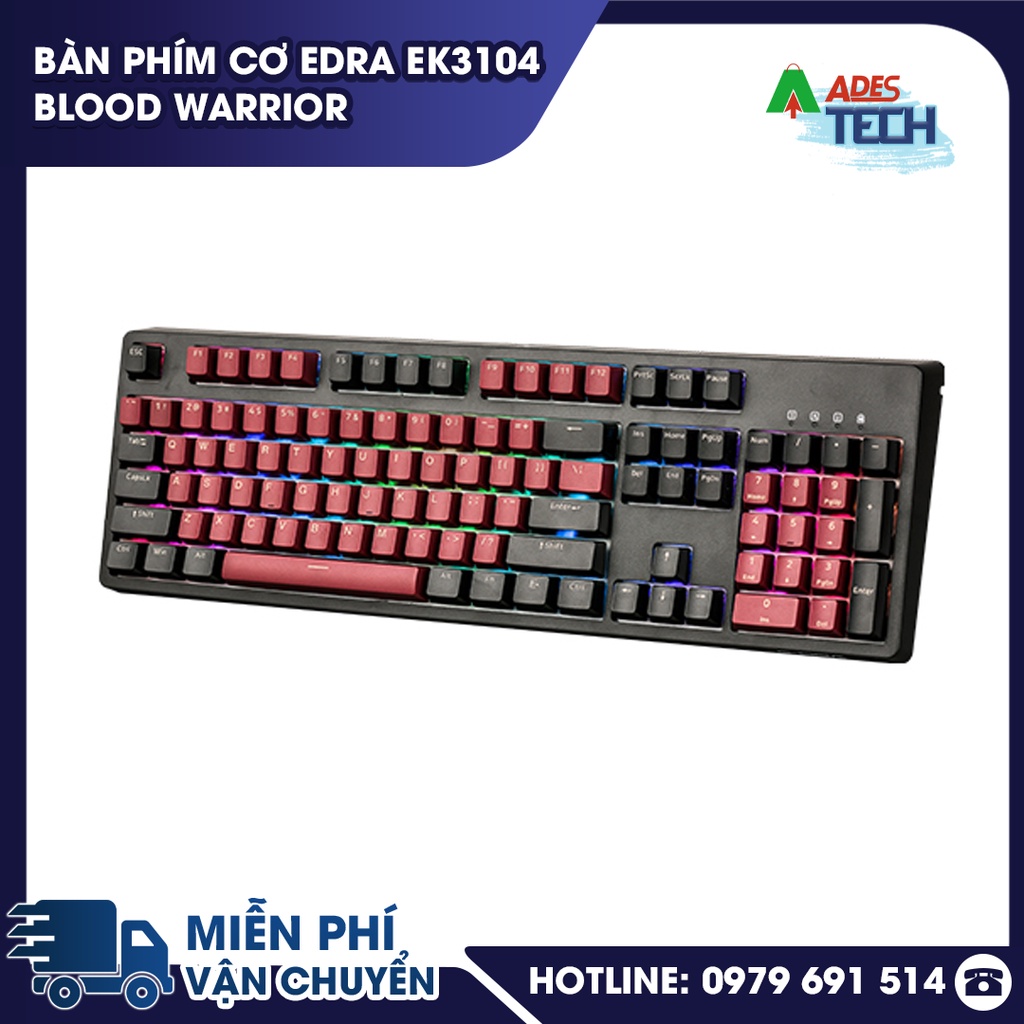 Bàn phím cơ EDRA EK3104 Blood Warrior RGB LED
