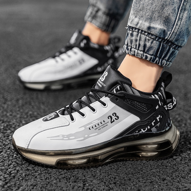 Giày Thể Thao Da Cổ Cao Đế Dày Có Đệm Khí Chống Sốc Chống Thấm Nước Thời Trang Cho Nam
