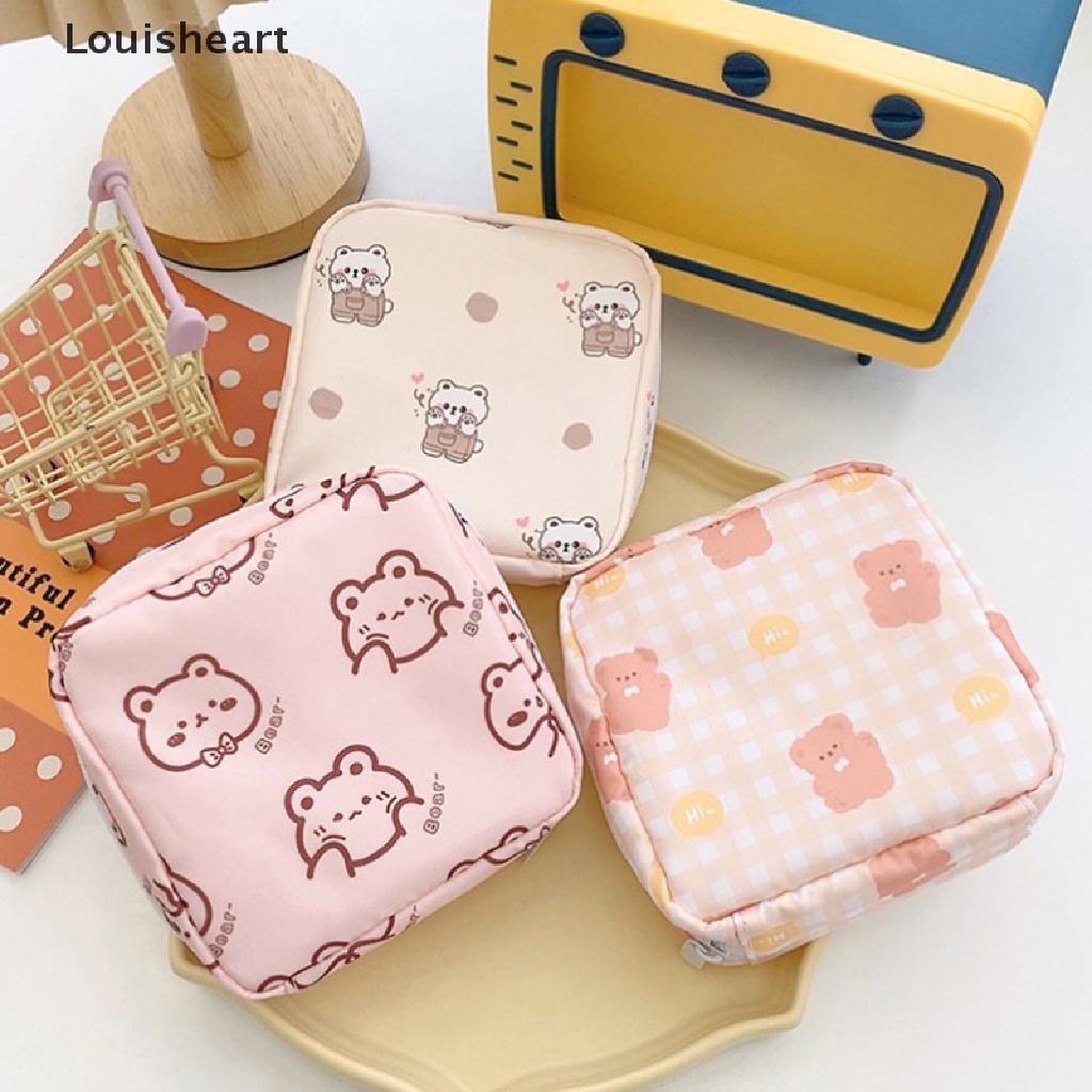 Louisheart Túi Đựng Tiền Xu / Khăn Ăn Mỹ Phẩm Tampon Mini Hình Gấu Đáng Yêu Cho Nữ TFG