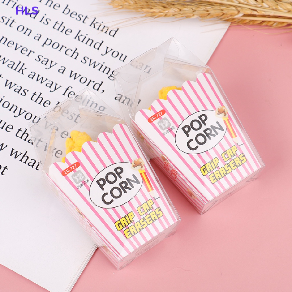 1 Bộ Gôm Tẩy Hình Bắp Rang Bơ Hoạt Hình Đáng Yêu