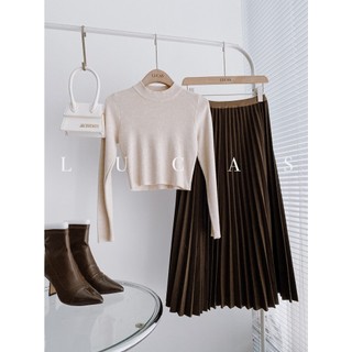 Áo len tăm be cổ lọ 3p dáng croptop body