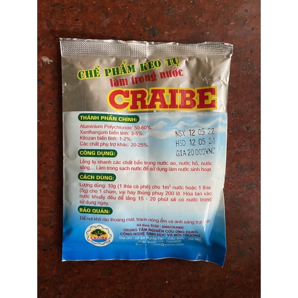 01 goi CHẾ PHẨM KEO TỤ LÀM TRONG NƯỚC CRAIBE 100g