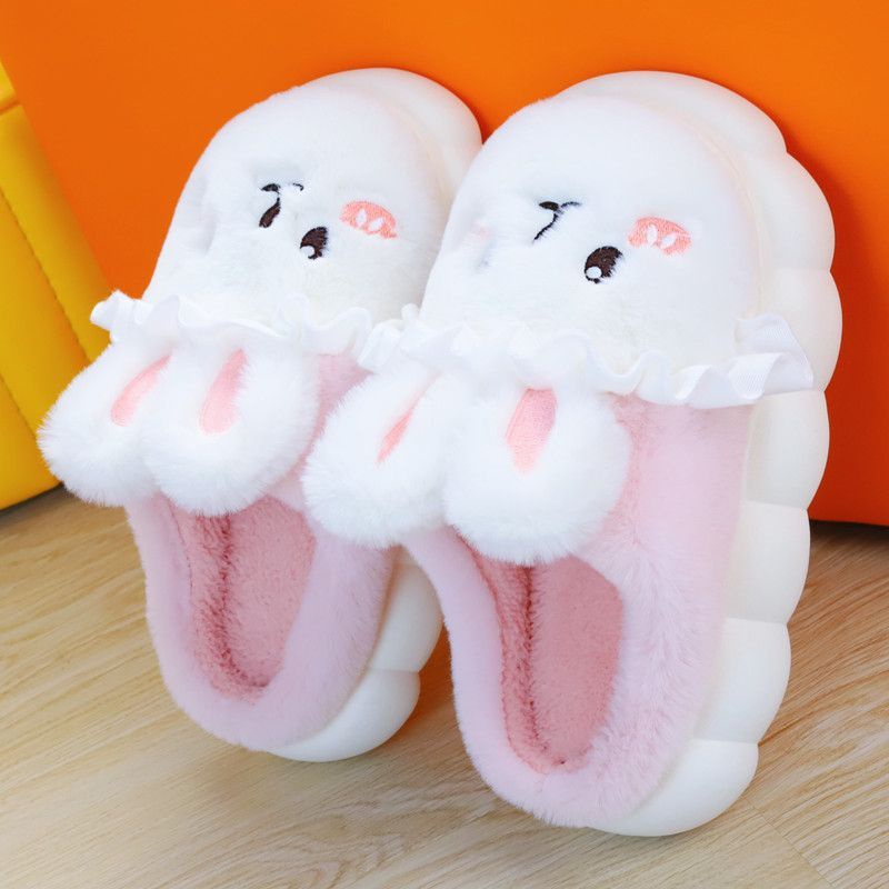 Dép Bông Đi Trong Nhà Đế Mềm Chống Trượt Hình Thỏ Đáng Yêu