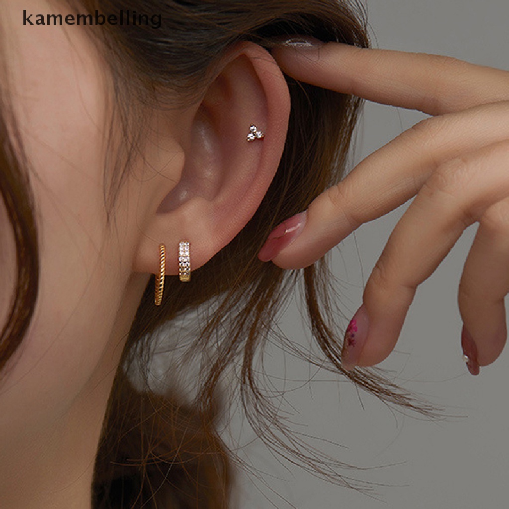 1 Đôi Khuyên Tai Tròn Xoắn Đính Đá Thời Trang