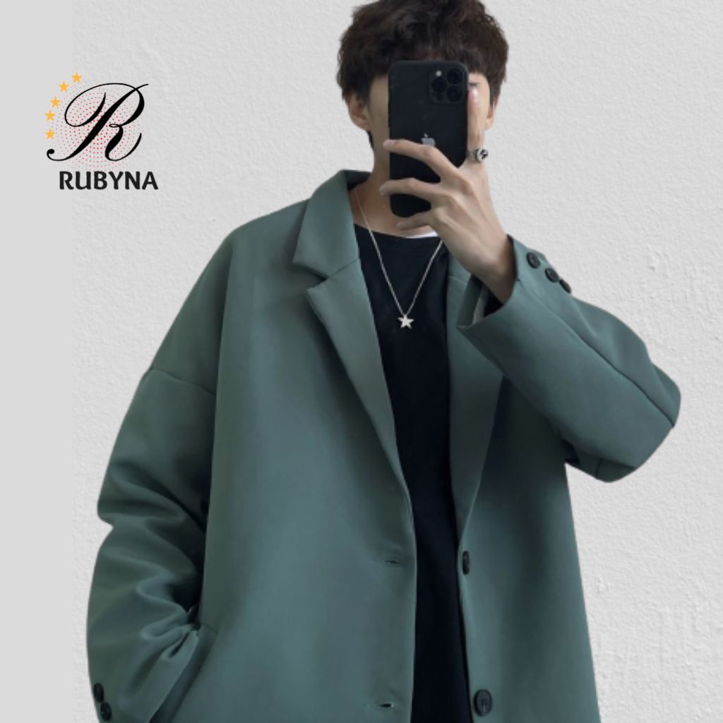 Áo khoác nam, Áo Blazer nam form rộng phong cách Hàn Quốc RUBYNA AB005