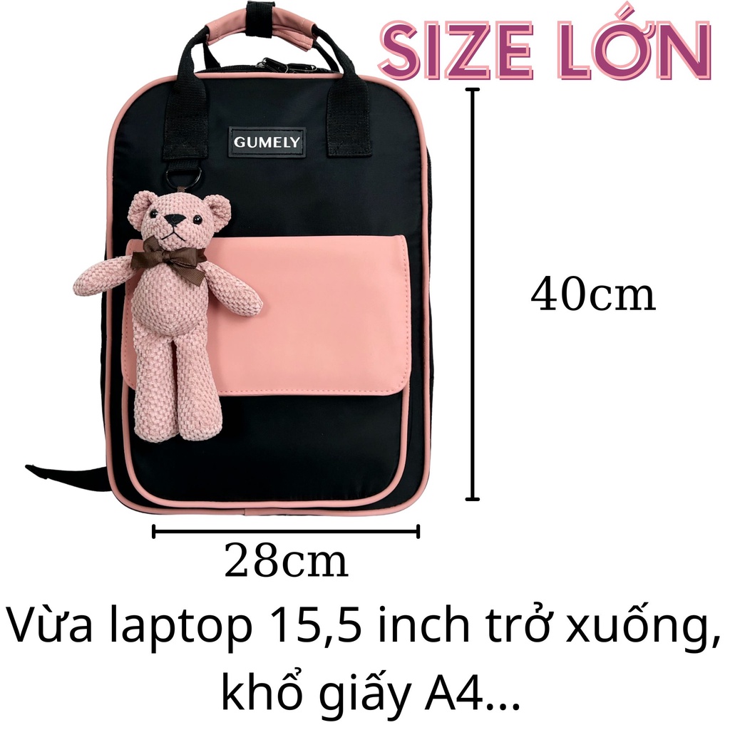 Balo Black Pink đẹp đi học đi làm gọn nhẹ nhiều ngăn size to nhỏ để laptop 14 15.5 inch Gumely GU09 GU10 ViAnh Store
