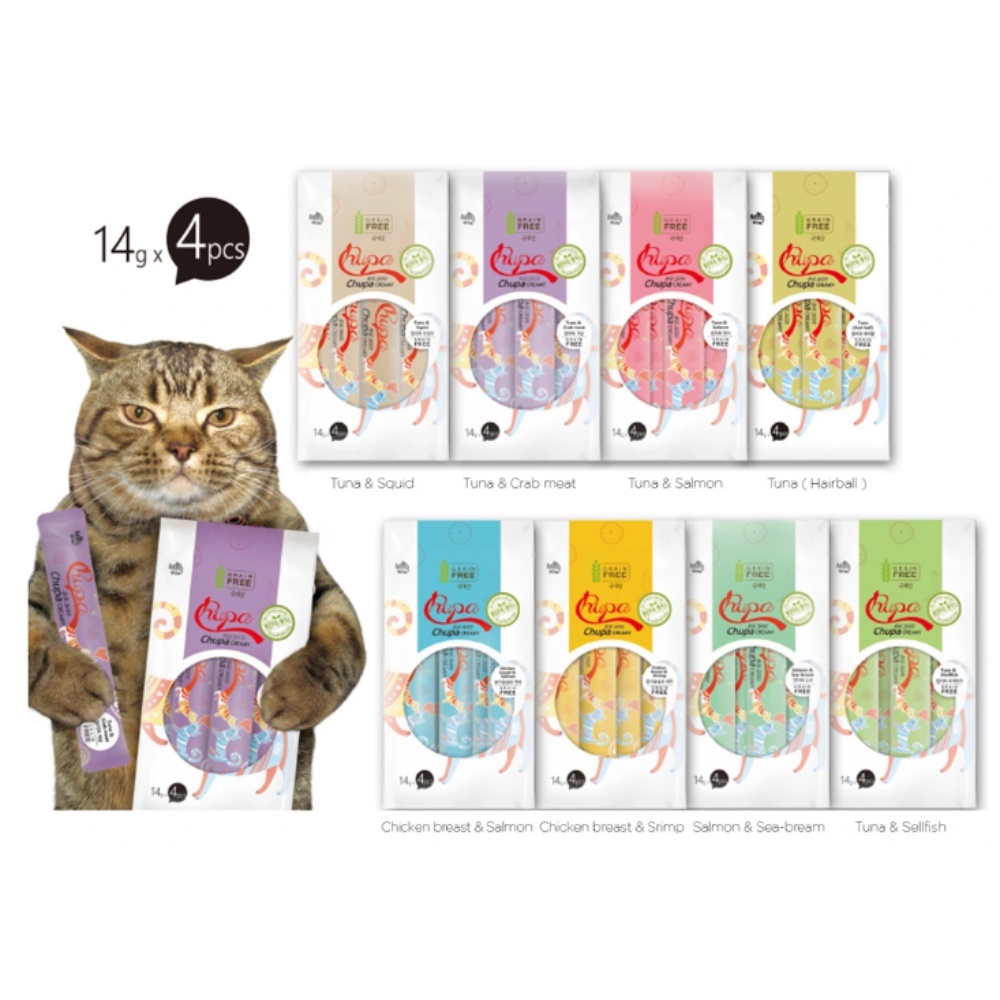Súp thịt thật cho mèo Chupa Creamy | 100% thịt thật | Grain Free | Tốt cho tim mạch và trí não | Nhiều vị - NK Hàn Quốc