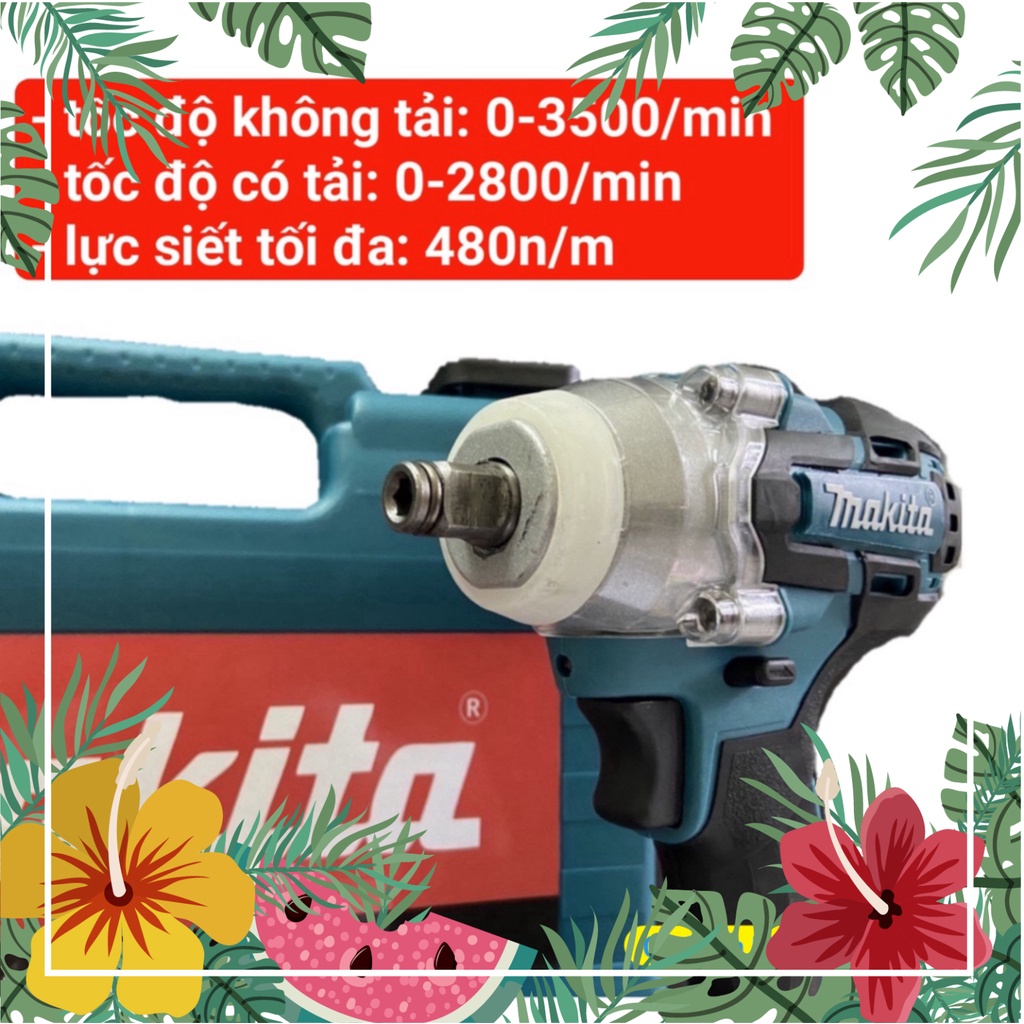 minapu Máy siết bulong MAKITA 198v 480N/m, pin khủng 10 cell cao cấp, không chổi than