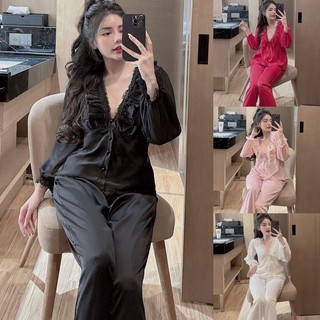 Đồ bộ tiểu thư, đồ ngủ dễ thương, chất liệu lụa satin mềm mịn