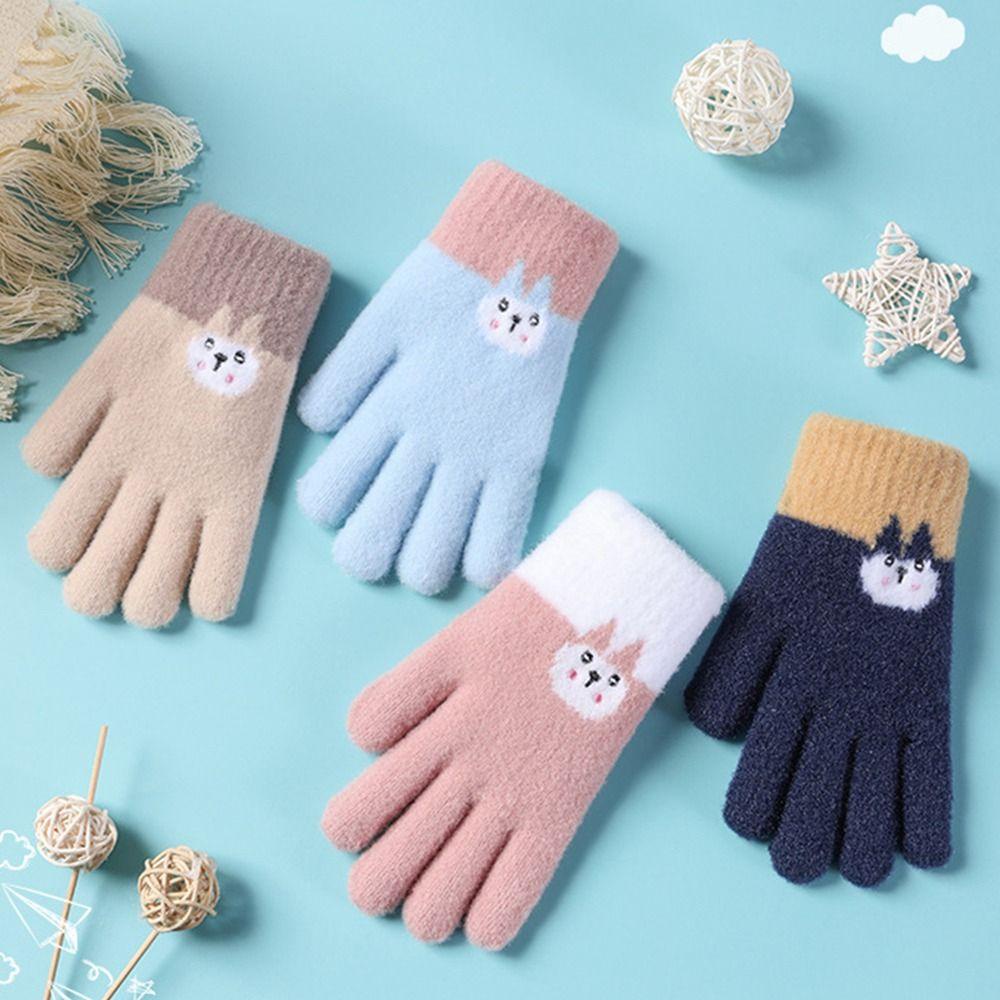 Găng Tay Lái Xe Dệt Kim In Hoạt Hình Dễ Thương Cho Nữ