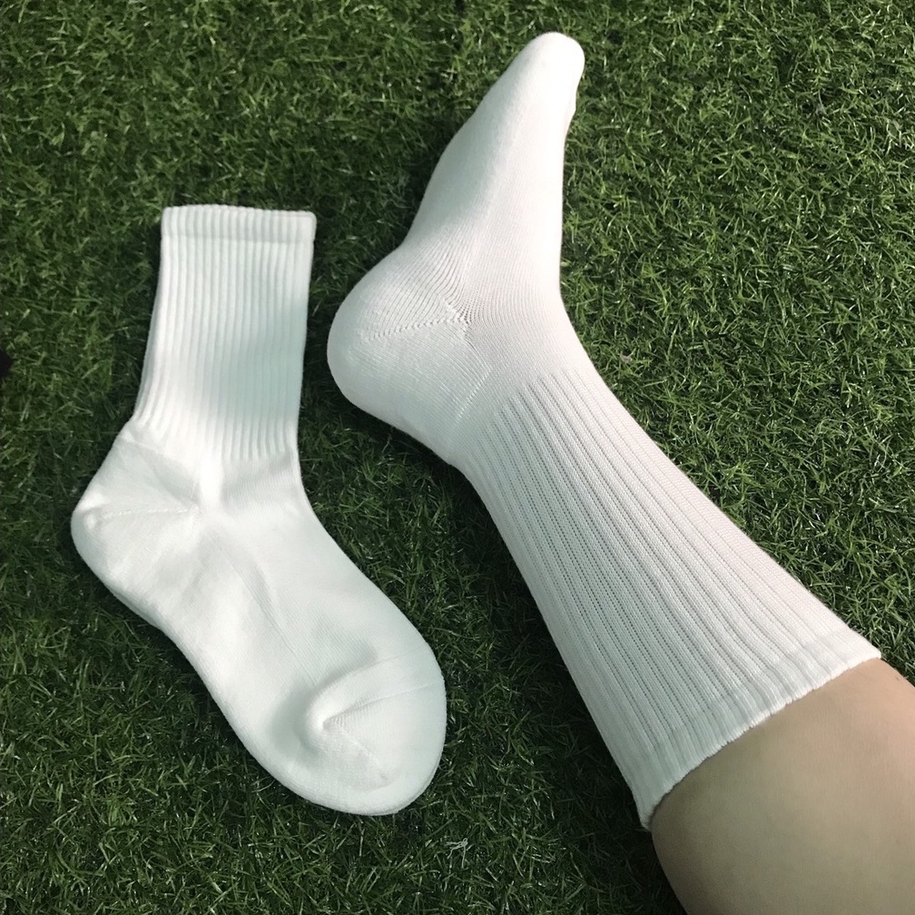 Tất trơn Muji Nhật Bản Cổ Cao Freesize Nam Nữ, cotton mịn, đệm bàn êm và không xù lông
