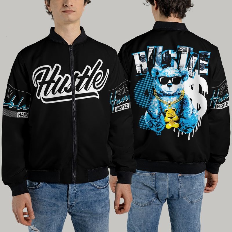 Áo bomber gió nam nữ unisex Hustle Bear đủ size in 3D