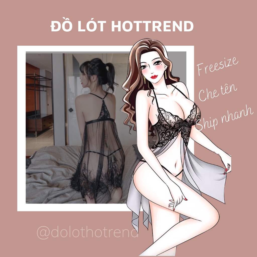 Đầm ngủ sexy thiết kế váy hai dây vạt ren hoa váy ngủ gợi cảm - Chất liệu thoáng mát, thoải mái, mềm mại