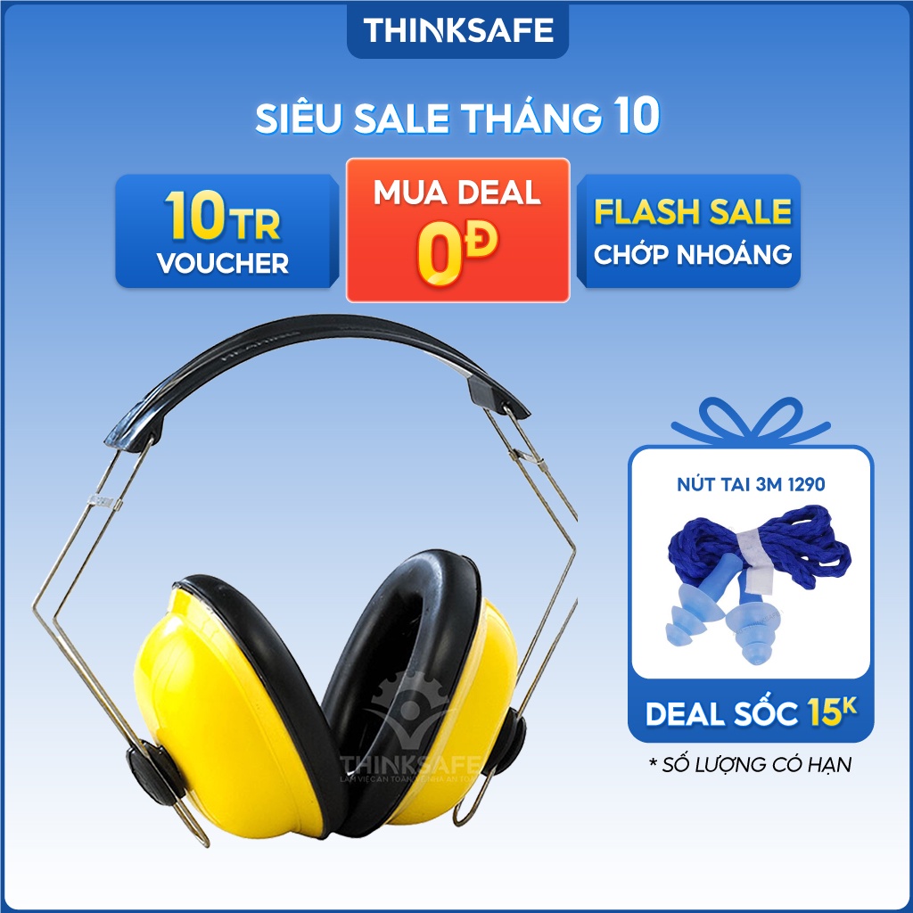 Chụp tai giảm ồn Blue Eagle EM65 - Chụp tai chống ồn dùng trong công trường và nơi có tiếng ồn lớn - Bảo Hộ Thinksafe