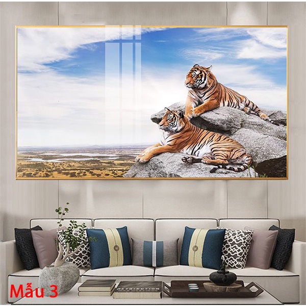 Tranh Treo Tường Dành Cho Người Tuổi Tuất - Mãnh Hổ Uy Phong - Tranh Treo Phòng Khách, Phòng Ngủ Laminate Tráng Gương