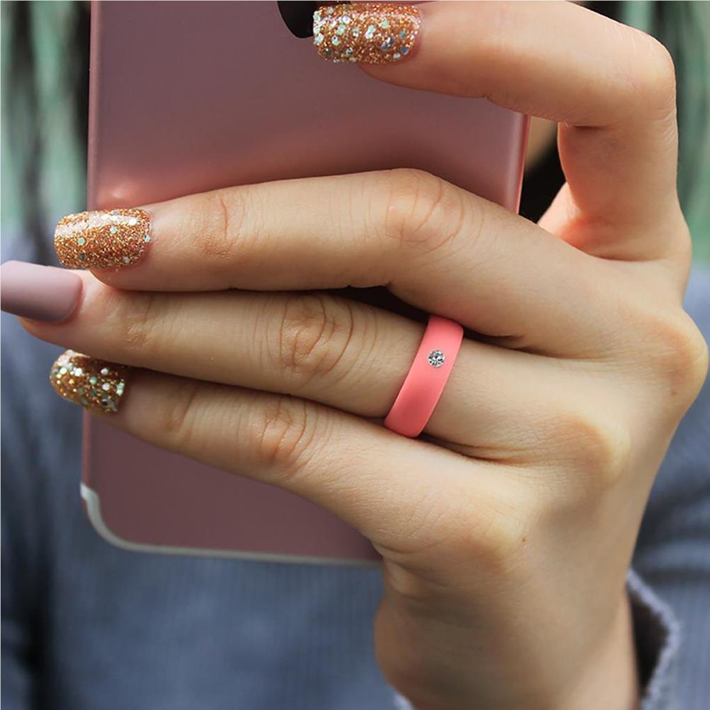 Bộ 10 Túi Nhẫn Silicone Phối Kim Loại Bản Rộng 5 7mm Siêu Nhẹ Co Giãn Tốt Di Động Tiện Dụng Cho Nữ