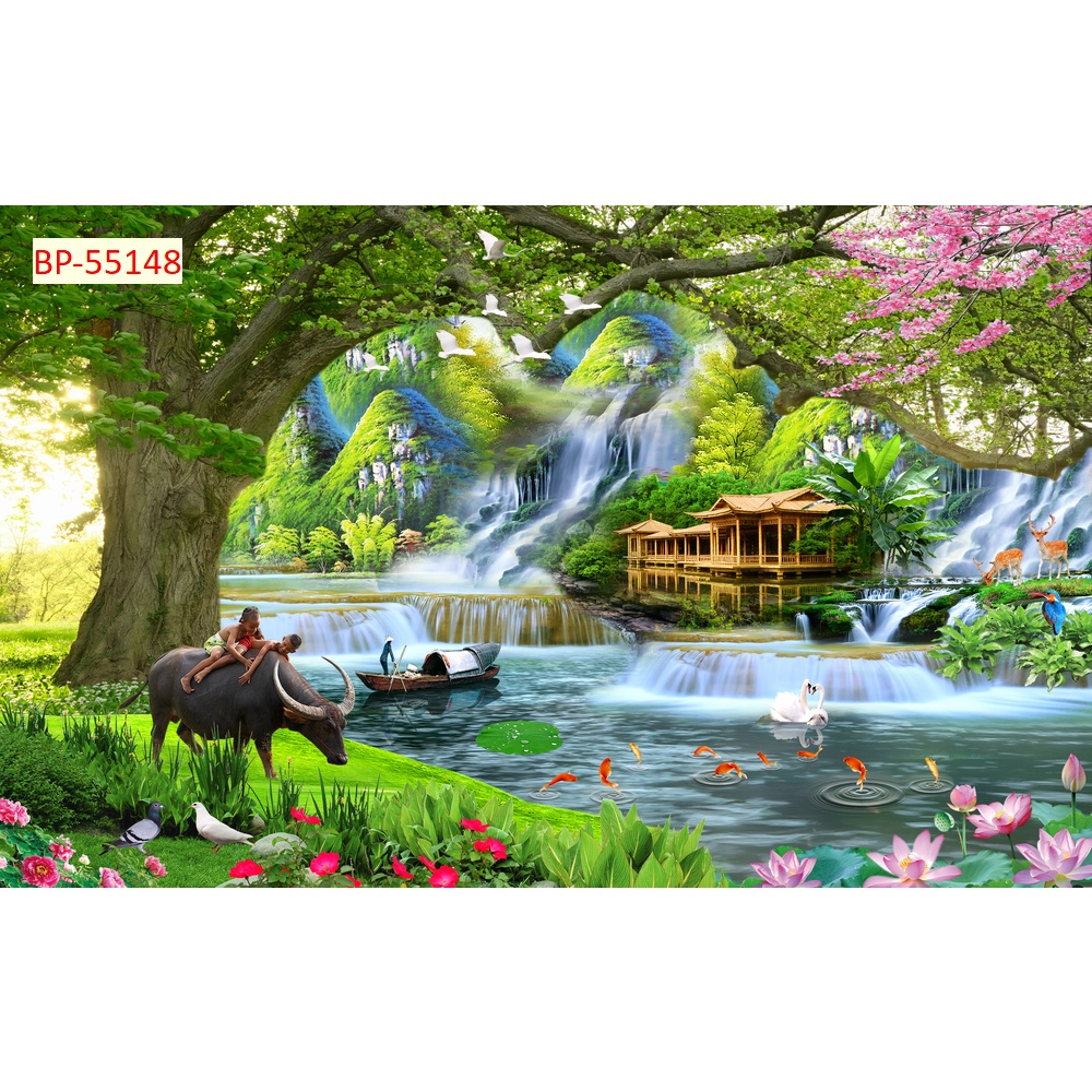 Tranh phong cảnh thiên nhiên tươi đẹp, tươi mát, trong lành, tạo cảm giác tươi mát