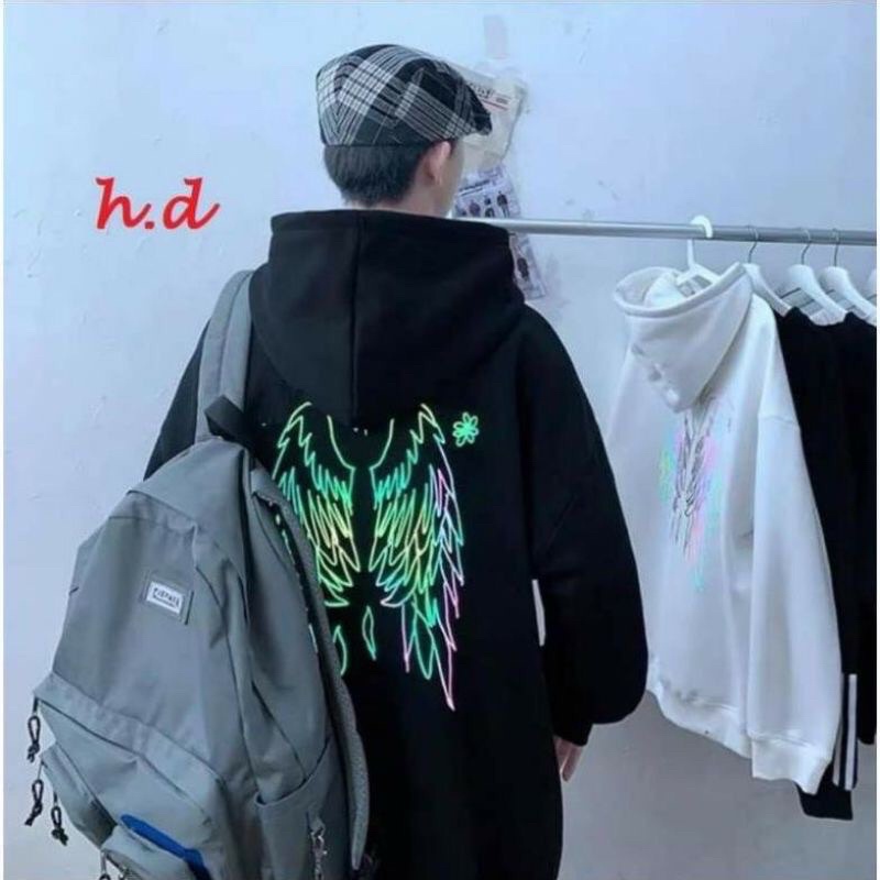 Áo hodie cánh chim phản quang bảy màu unisex nam nữ❤️Chất nỉ cotton dày dặn, giữ nhiệt, hoodie mùa đông có mũ