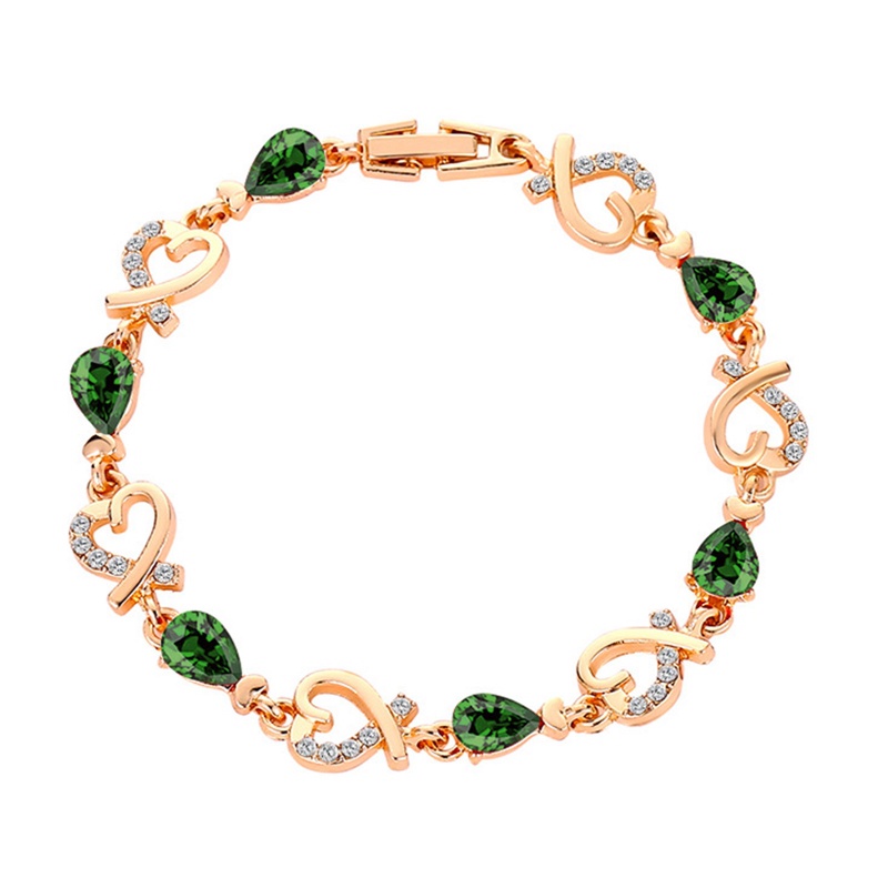 Vòng Tay Mắt Xích Nối Đính Đá Zircon Hình Trái Tim Có Thể Điều Chỉnh Cho Nữ