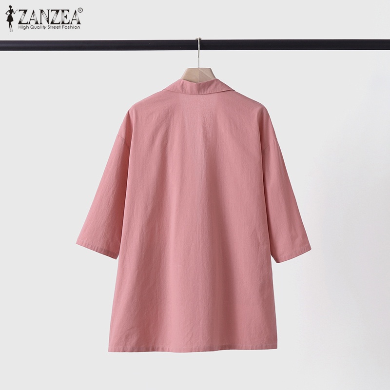 ZANZEA Áo Khoác Blazer Tay Lỡ 3 / 4 Thời Trang Cho Nữ