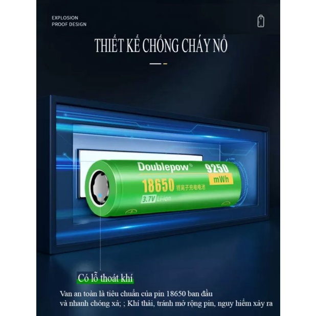 Chuyên dùng cho máy khoan đèn pin siêu sáng  bộ 02 viên pin sạc lithium 18650 dung lượng 3000 mAh 3,7 v đầu phẳng