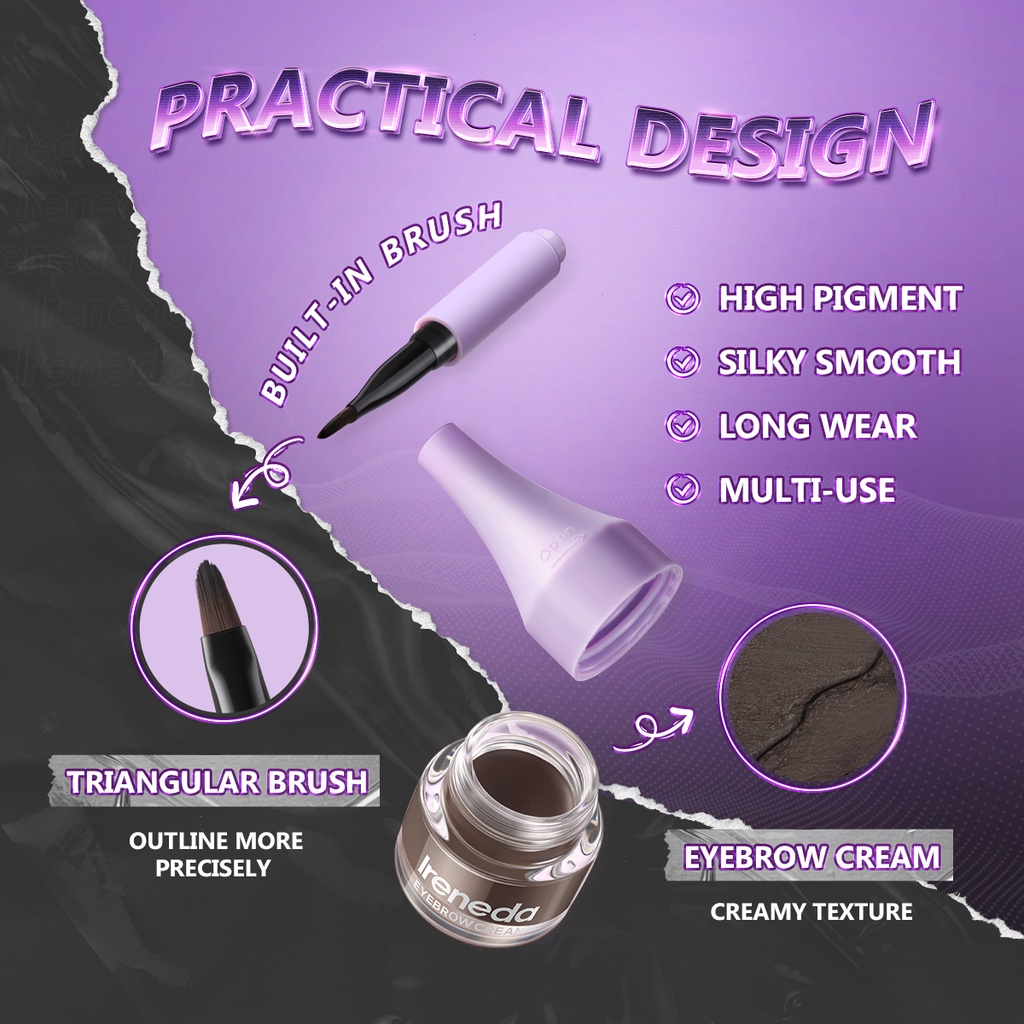 Ireneda Gel Vẽ Lông Mày Sắc Tố Cao Chống Thấm Nước Và Mồ Hôi Kèm Cọ Trang Điểm Lâu Trôi
