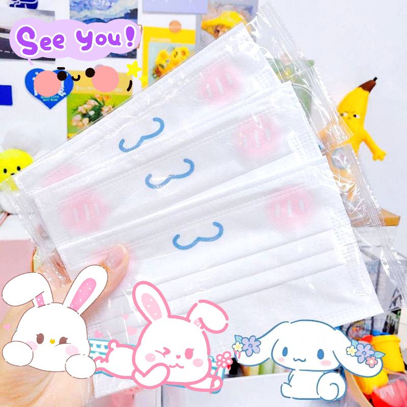 Khẩu trang trắng in hình mặt Cinnamoroll siêu cute đóng riêng từng chiếc người lớn