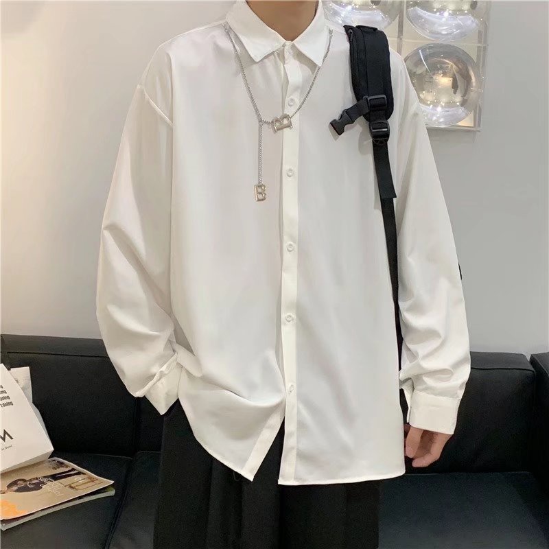 Áo Sơ Mi Dài Tay Dáng Rộng Thời Trang Mùa Hè Hàn Quốc Giản Dị Dành Cho Nam