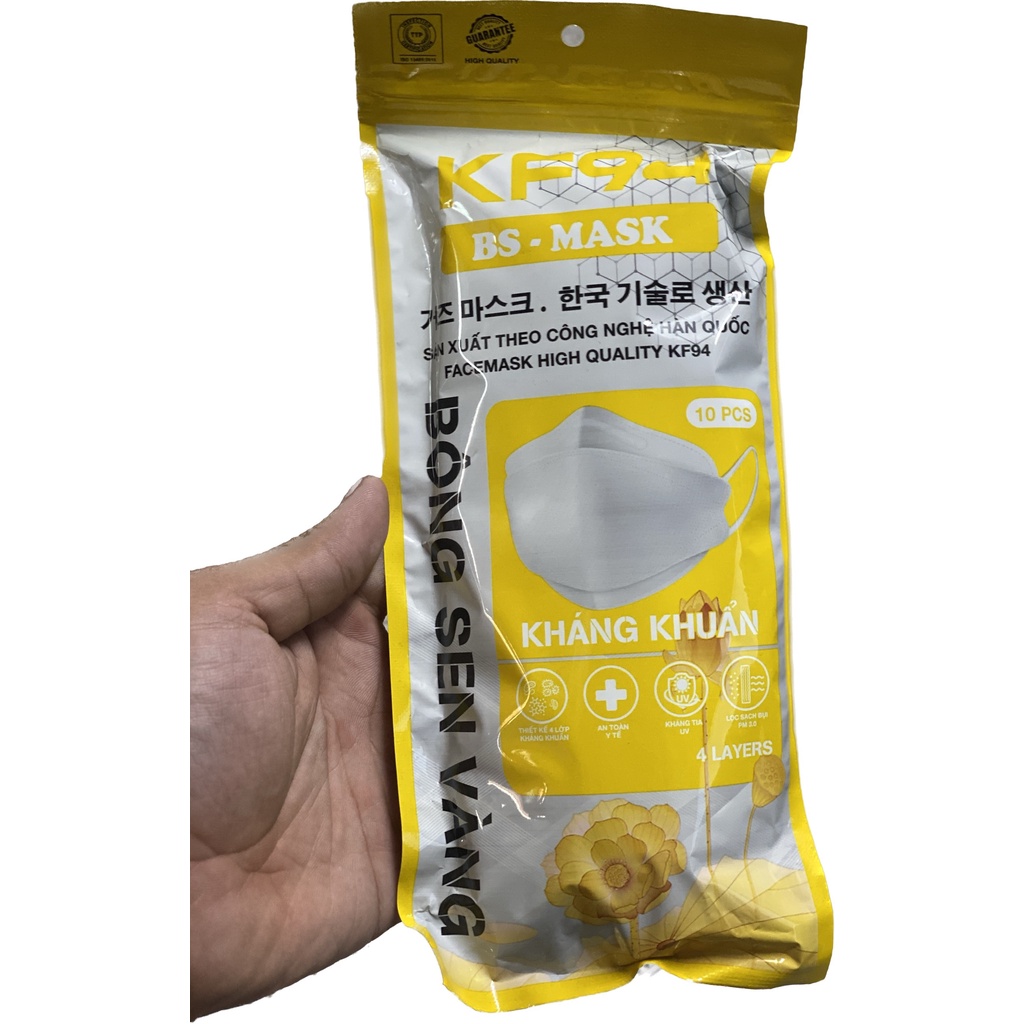 Khẩu Trang 4D KF94 BÔNG SEN VÀNG Chống Bụi Mịn Và Kháng Khuẩn cao cấp