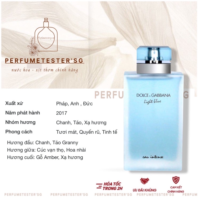 [ᴀᴜᴛʜᴇɴᴛɪᴄ] Nước hoa Dolce & Gabbana Light Blue Eau Intense -𝒑𝒆𝒓𝒇𝒖𝒎𝒆𝒕𝒆𝒔𝒕𝒆𝒓