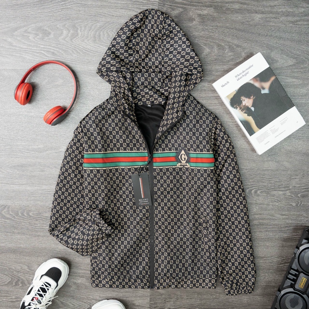 Aó gió nam nữ gucci 2 lớp lót nỉ chất gió tráng