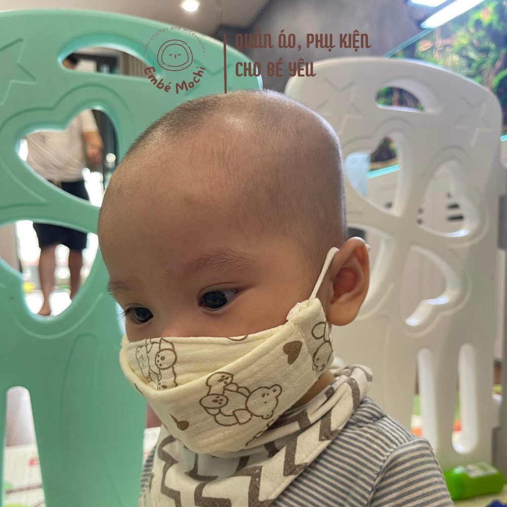 Khẩu trang vải xô muslin organic 3 lớp kháng khuẩn cho bé