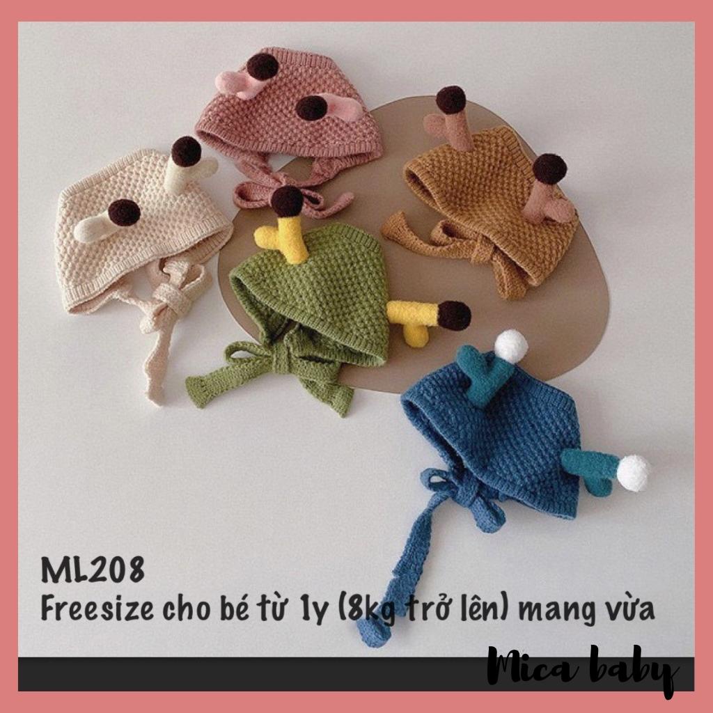Mũ len che thóp kiểu dáng sừng hươu dễ thương cho bé từ 1 tuổi ML208 Mica baby