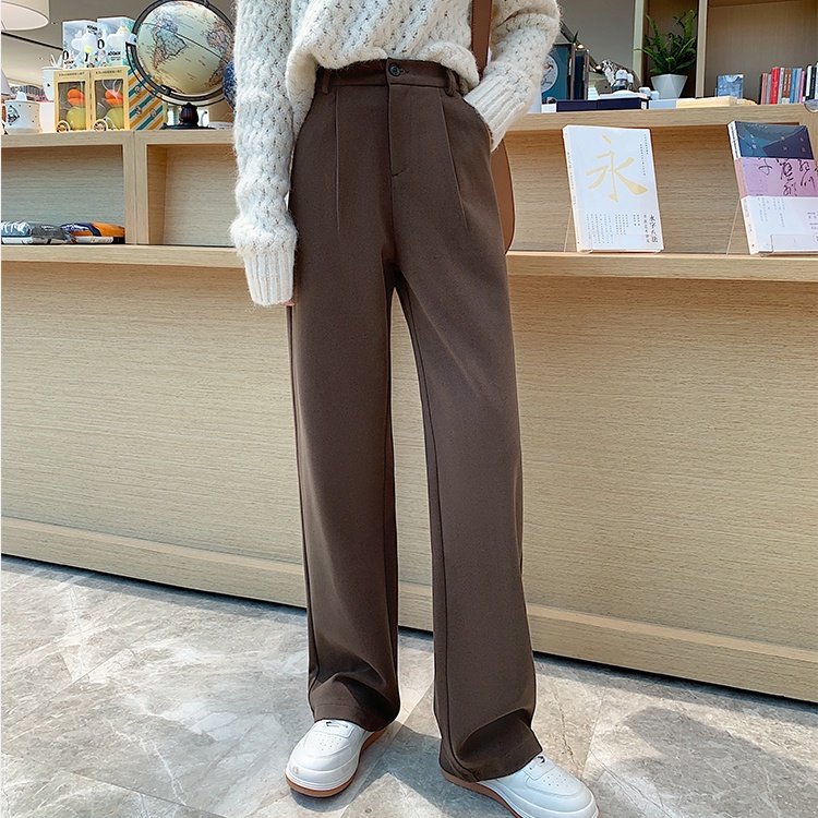 Quần dài SUXI lưng cao ống rộng phong cách Hàn Quốc thời trang mùa thu dành cho nữ