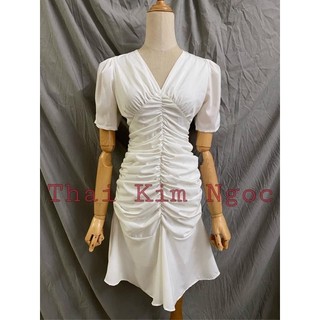 ĐẦM CỔ V NHÚN THÂN BÈO ĐUÔI CÁ