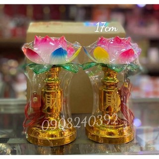 ✨ ĐÈN THỜ CAO CẤP SEN NHỰA Lớn (17cm) 1 CẶP