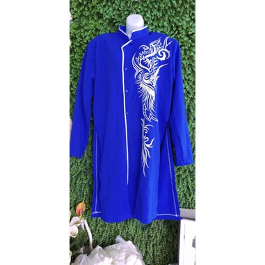 Thanh lý Áo Dài nam thêu vải đẹp màu xanh,