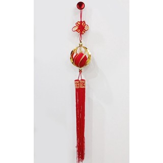 Dây treo trang trí Tết đèn lồng đỏ xoắn vàng 40cm