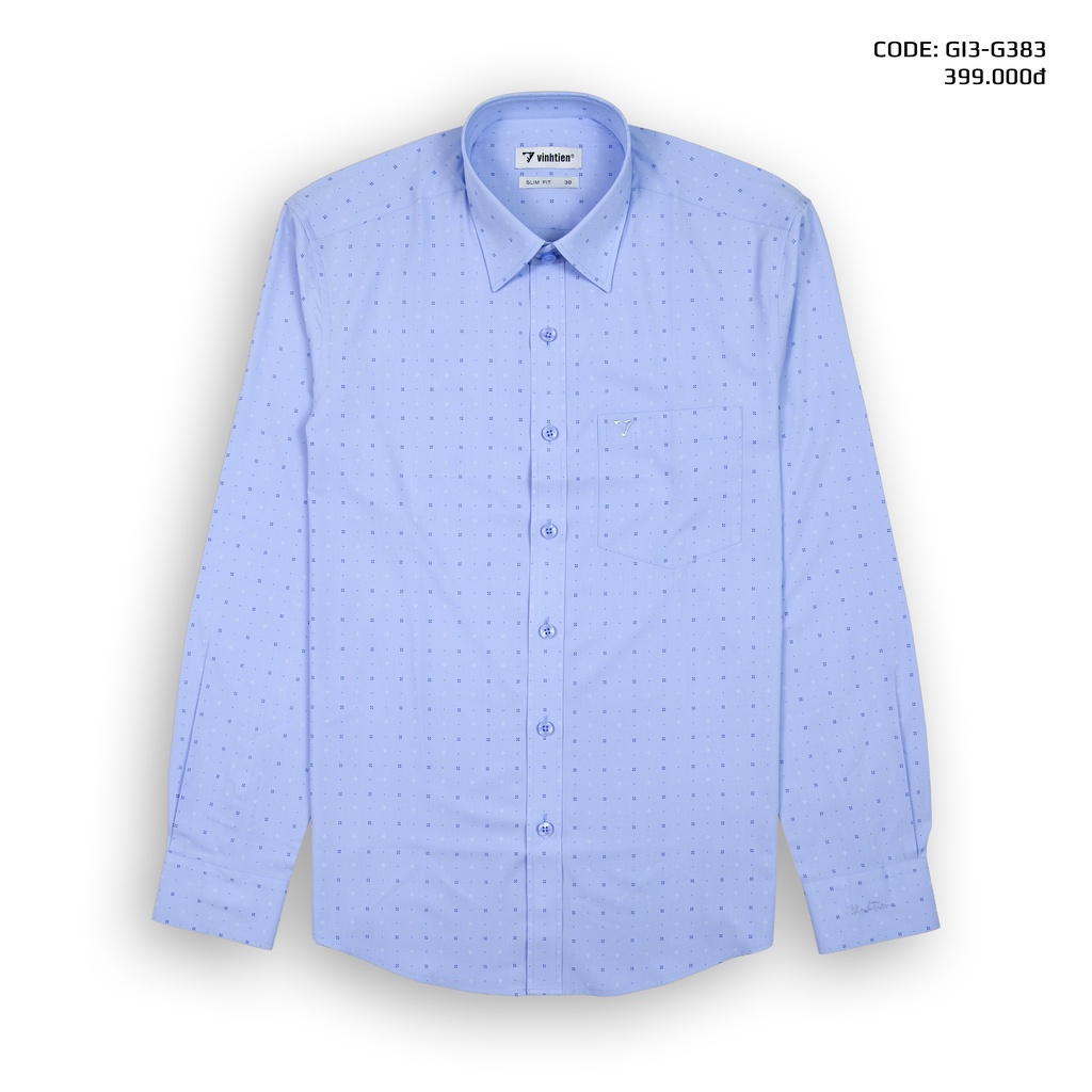 Áo Sơ Mi Dài Tay In Họa Tiết Bamboo Vĩnh Tiến Form Slim Fit Vạt Bầu 399 - G383