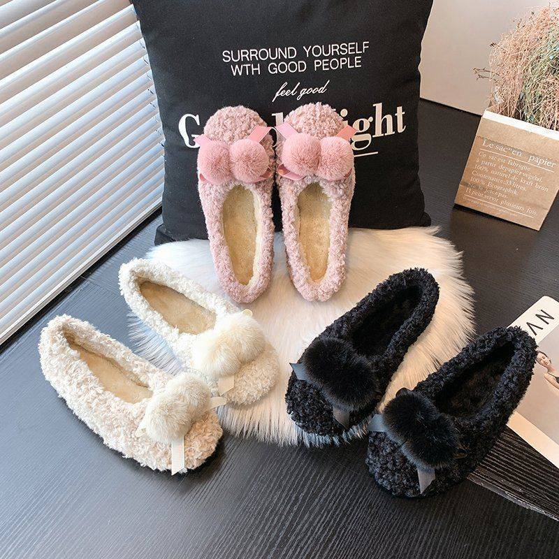 Giày Lười Lót Nhung Thời Trang Mùa Đông Cho Nữ