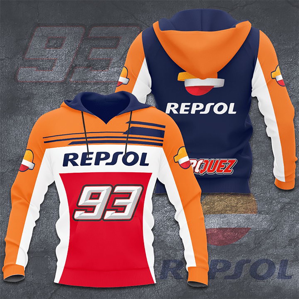 Áo Hoodie In Họa Tiết Marc Marquez 93 Repsol Honda MotoGP Racing MM93 3D Thời Trang Xuân Thu Cho Nam Và Nữ