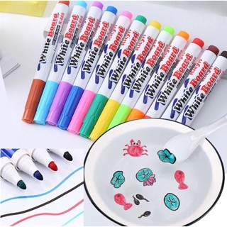 Set 12 bút vẽ nước ma thuật vẽ hình nổi trên mặt nước dùng được trên bảng trắng TẶNG KÈM THÌA